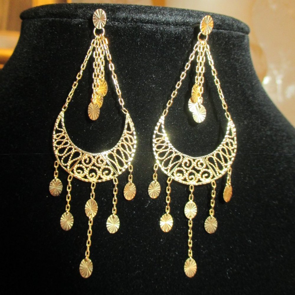14K Yellow Gold Dangle Earrings